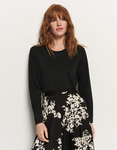 MAKYA - T-shirt  manches longues noir maille irisée - One Step
