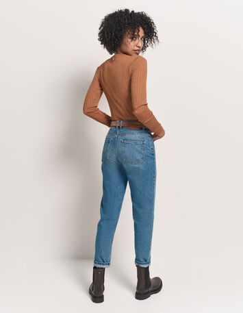 MALENE - T-shirt camel maille côtelée lurex-3
