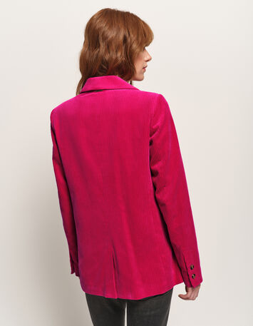 VACANCY - Veste de tailleur rose velours côtelé-4