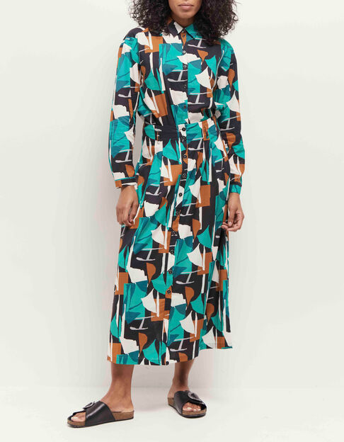 CAPEYA - Chemise green grass à imprimé abstraction arty - One Step