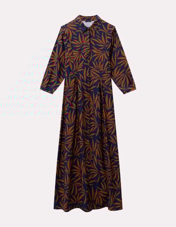 RODNEY - Robe longue marine imprim&eacute; maxi feuilles-6