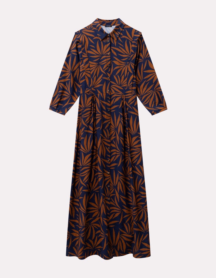RODNEY - Robe longue marine imprim&eacute; maxi feuilles-6