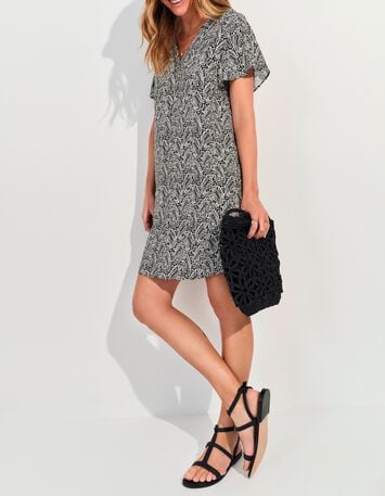 REKO - Robe noire Lenzing&trade; Ecovero&trade; imprim&eacute; n&eacute;o cachemire -6