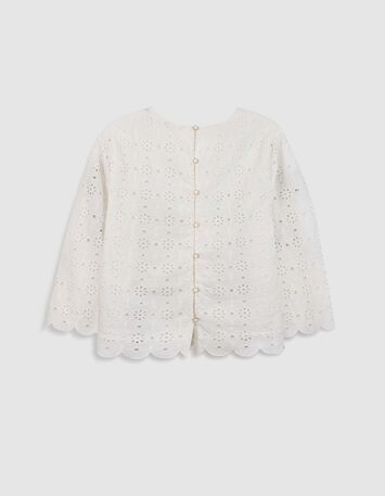 CERVIONE - Blouse blanche coton bio broderie anglaise-3