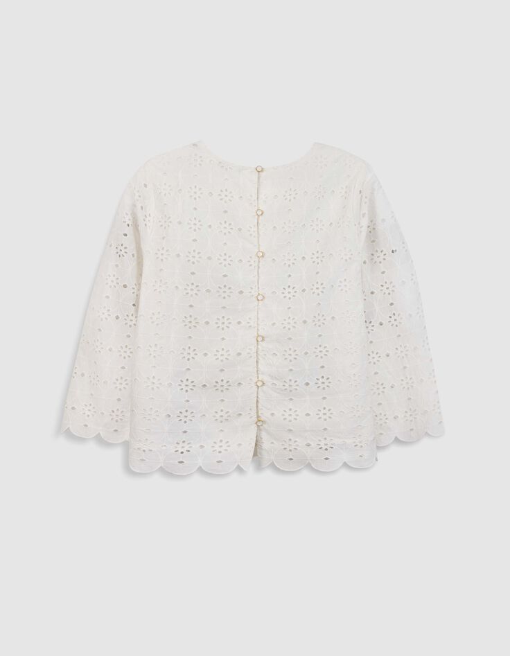 CERVIONE - Blouse blanche coton bio broderie anglaise-3