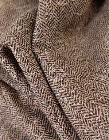 VIVAN - Veste de tailleur beige motif chevrons lurex-4