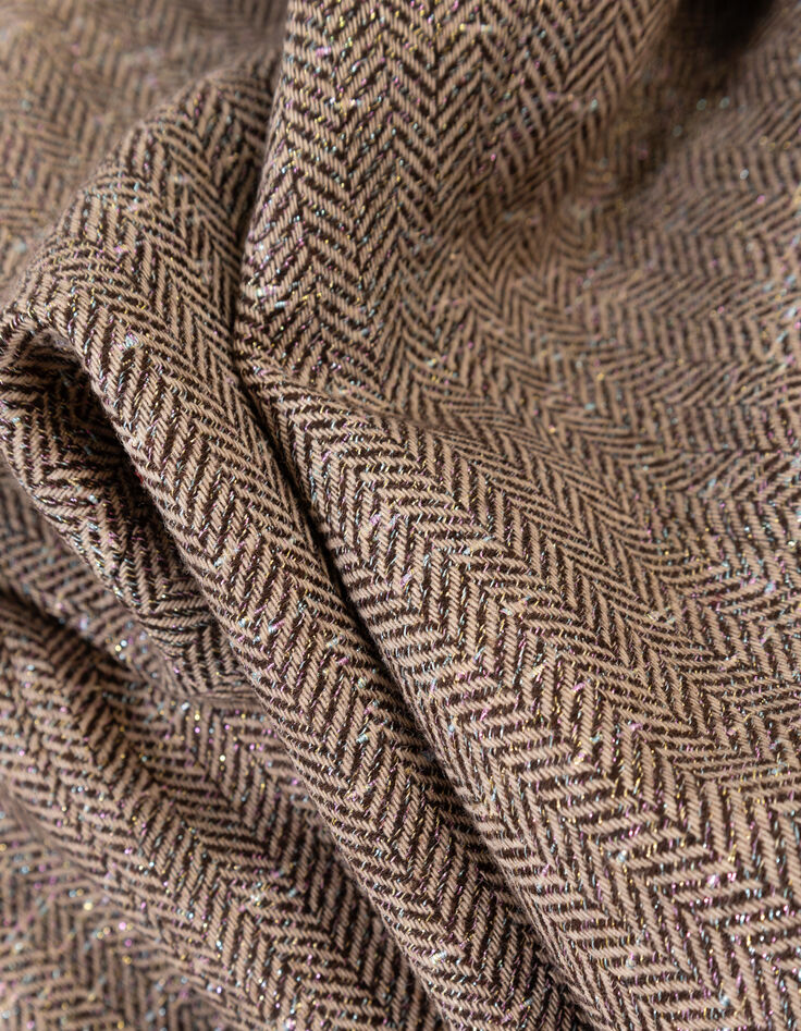 VIVAN - Veste de tailleur beige motif chevrons lurex-4