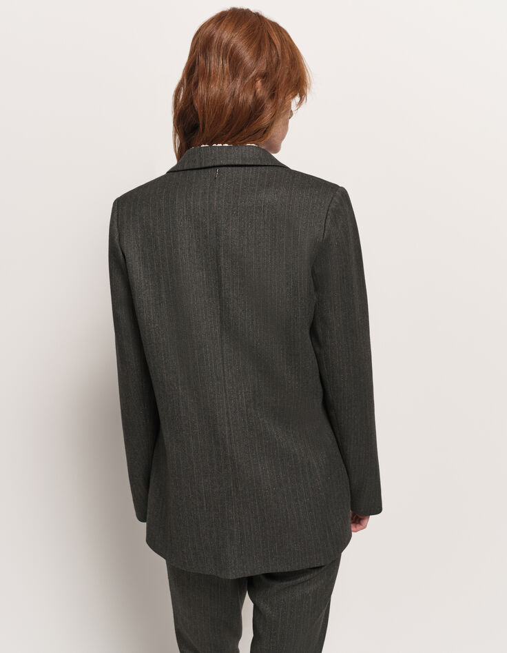 VANITY - Veste de costume gris motif rayures lurex-3
