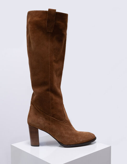 O.ODETTE - Bottes à talon camel cuir velours - One Step