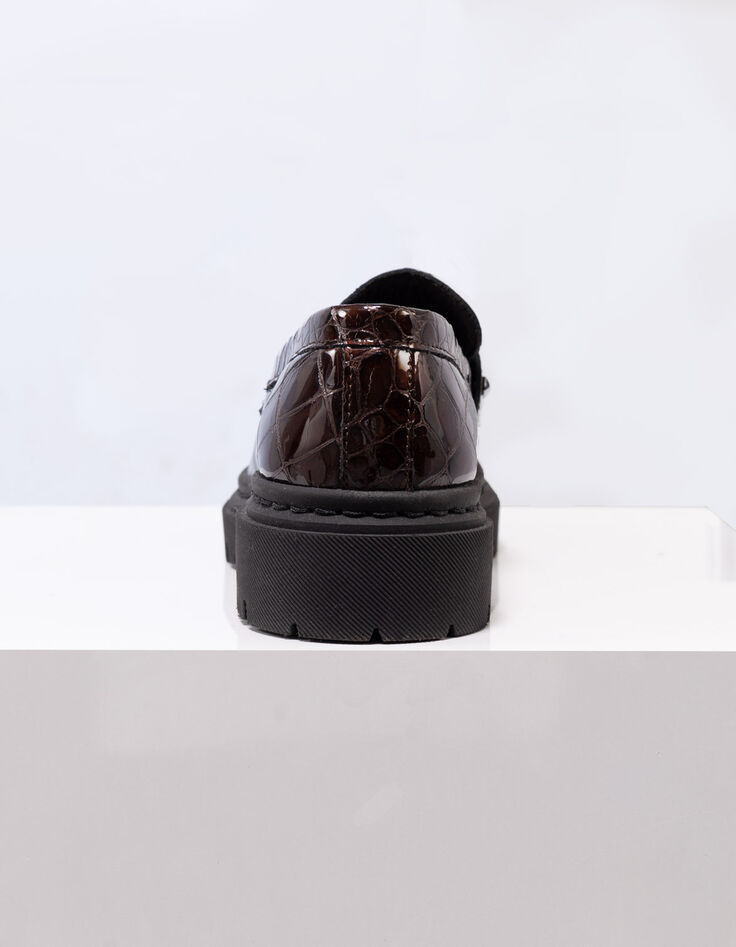 O.MAYA - Mocassins marron cuir verni embossé croco-5 O.MAYA - Mocassins marron cuir verni embossé croco-5