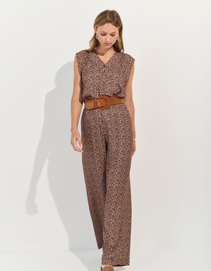 PRIDE - Pantalon beige Lenzing™ Ecovero™ micro léopard-1 PRIDE - Pantalon beige Lenzing™ Ecovero™ micro léopard-1