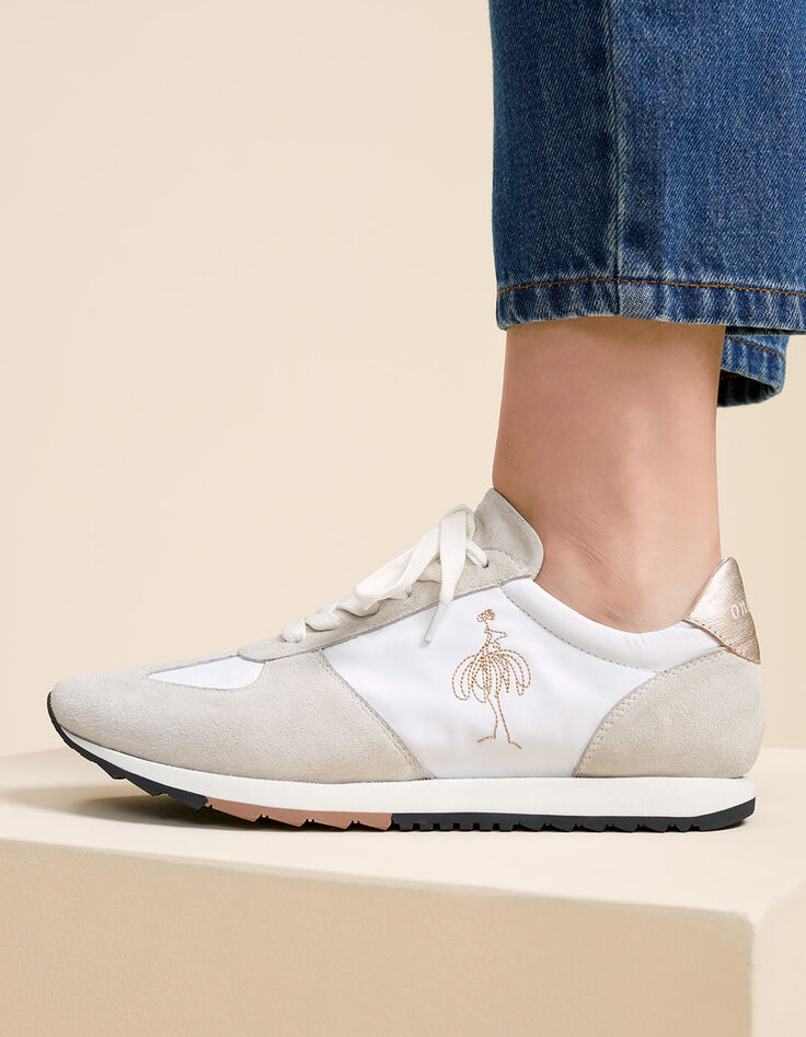 O.ZAKI - Sneakers ficelle bi-matière broderie danseuse-2