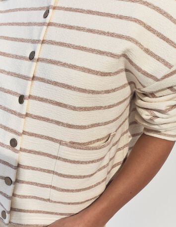 MANNY - Cardigan &eacute;cru  ray&eacute; beige -5