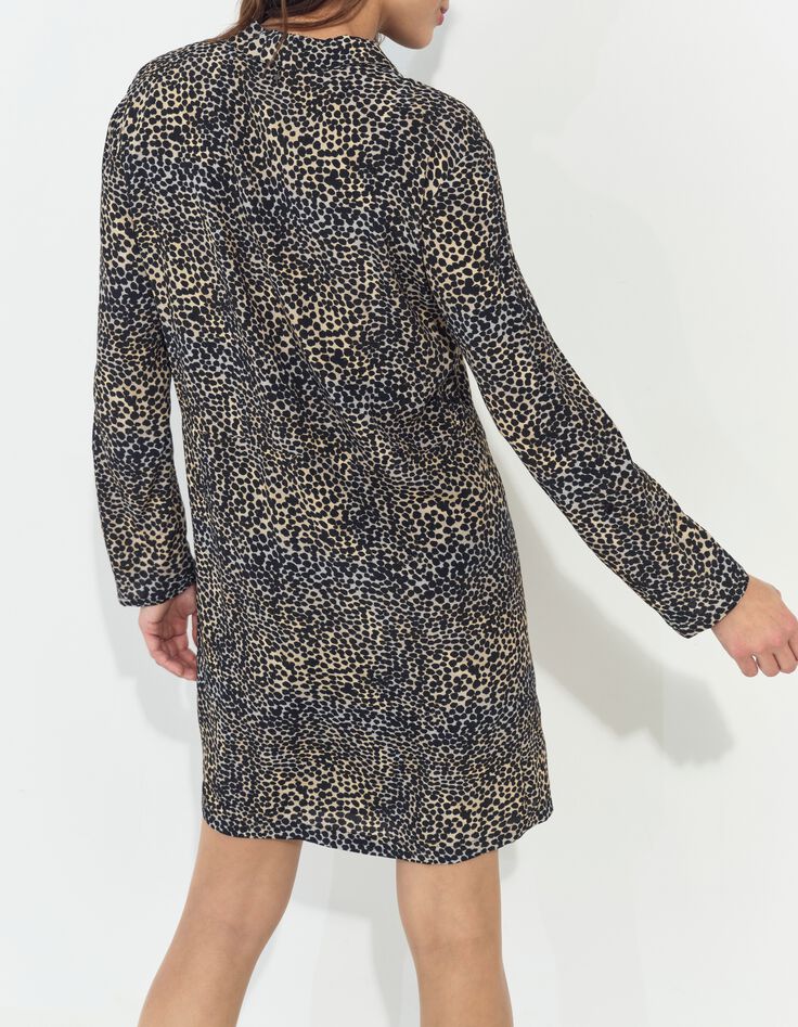 RAKEL - Robe chemise noire Lenzing Ecovero camouflage &eacute;t&eacute;-5