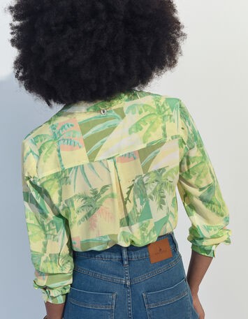 CROSS - Chemise verte imprimé oasis aquarellé -2
