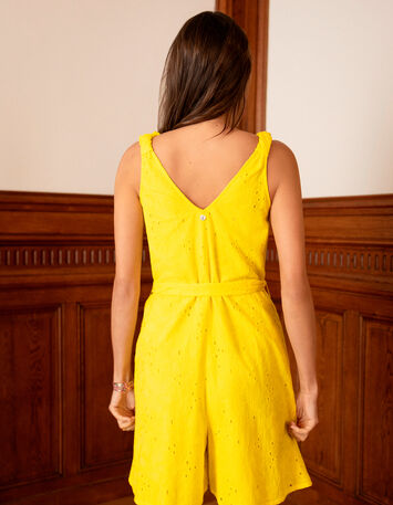 RAFAELA - Combishort jaune coton bio broderie anglaise-3