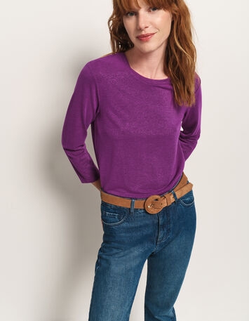MAKYA - T-shirt manches longues violet maille irisée-2