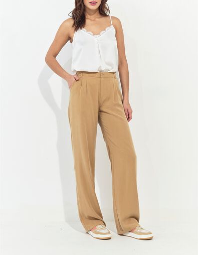 PALMA - Pantalon de costume beige Lyocell&reg; large  - One Step