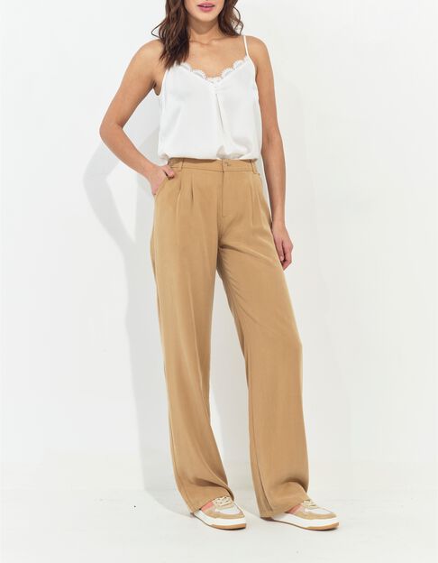 PALMA - Pantalon de costume beige Lyocell&reg; large  - One Step