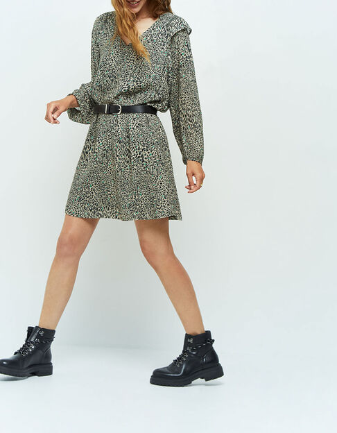 REILLY - Robe kaki à imprimé cool léo - One Step