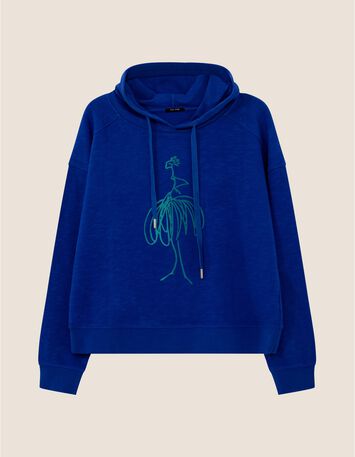 MANORI - Sweat bleu coton bio visuel danseuse vert -5