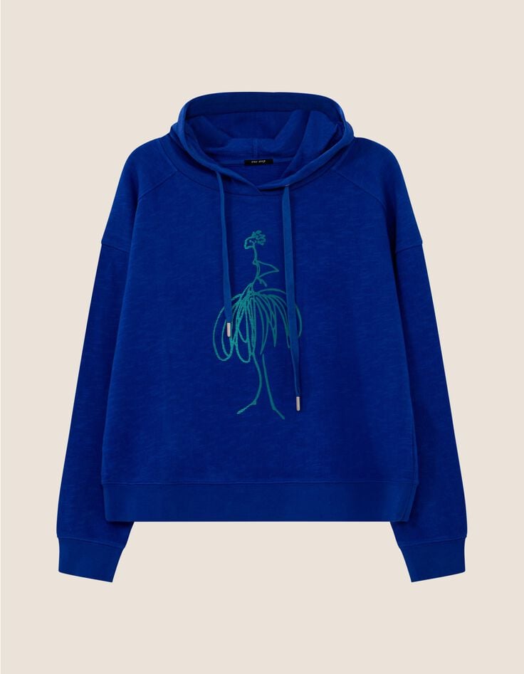 MANORI - Sweat bleu coton bio visuel danseuse vert -5