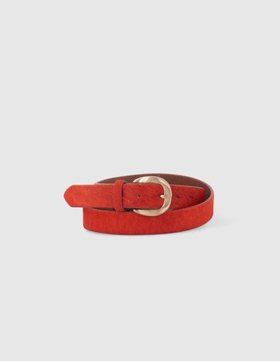 ARTIC - Ceinture orange en cuir façon poulain - One Step