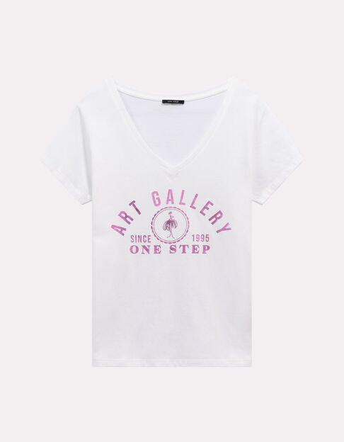 MARS - T-shirt blanc coton bio message rose - One Step