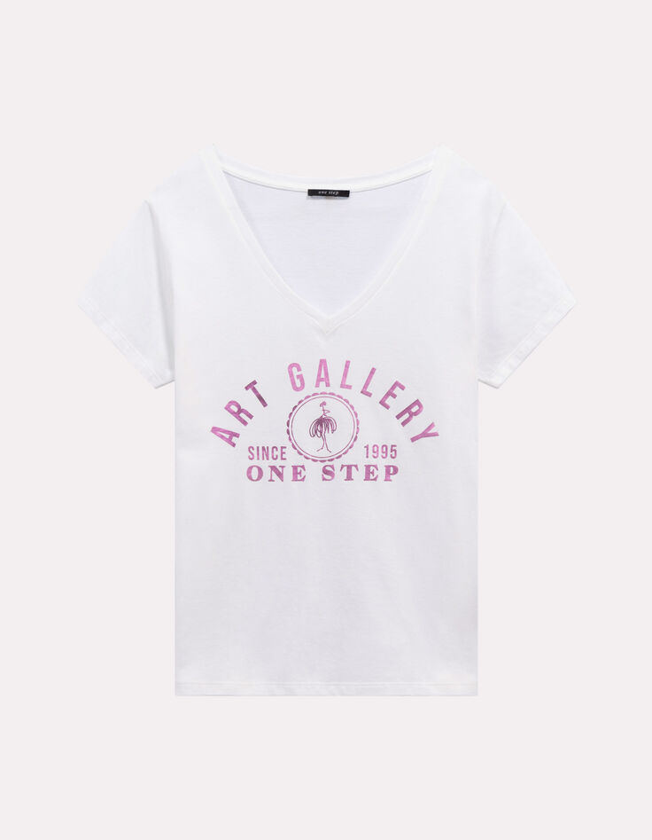 MARS - T-shirt blanc coton bio message rose-1