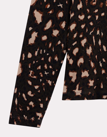 MADLY - T-shirt kaki col roulé imprimé tachiste animalier-3