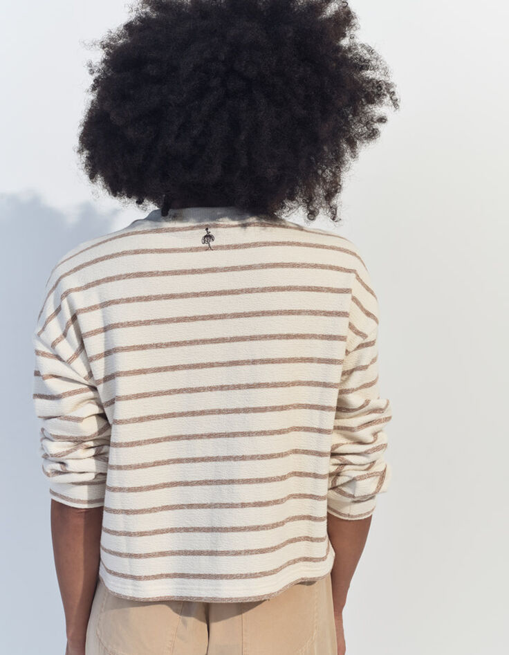 MANNY - Cardigan &eacute;cru  ray&eacute; beige -3