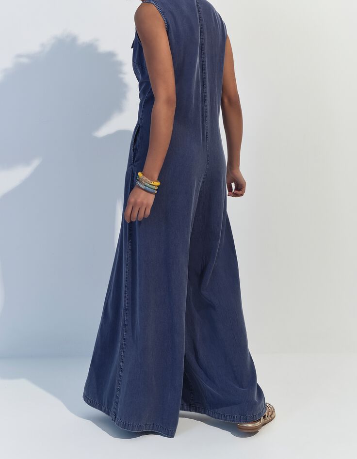 RIKKO - Combinaison &eacute;vas&eacute;e bleue en Lyocell&reg; -2