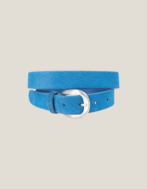 ARTIC - Ceinture saphir bleu en cuir façon poulain - One Step