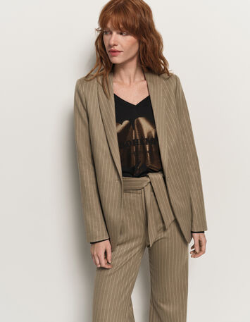 VITO - Veste de costume beige rayures tennis lurex-3