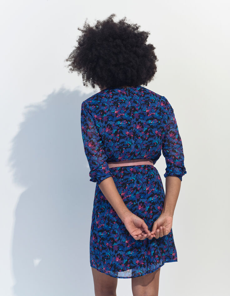 RYANNA - Robe bleue polyester recyclé floral aquatique -3