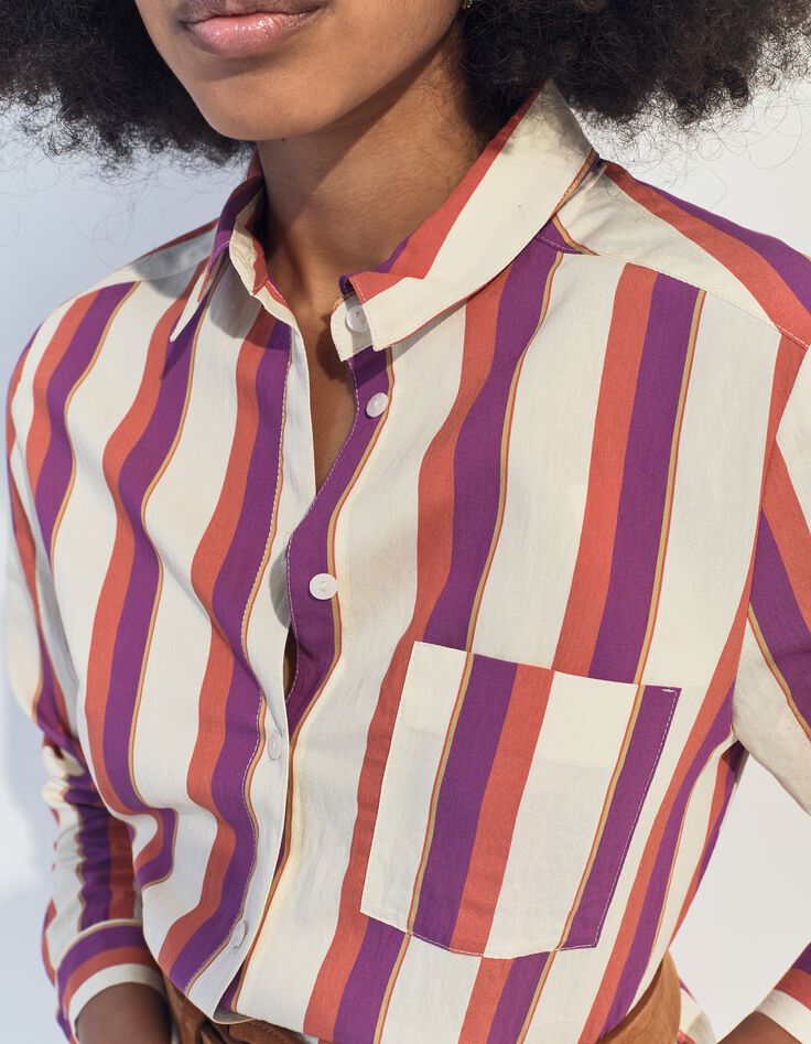 CHRISTA - Chemise &eacute;crue motif rayures couleur -3