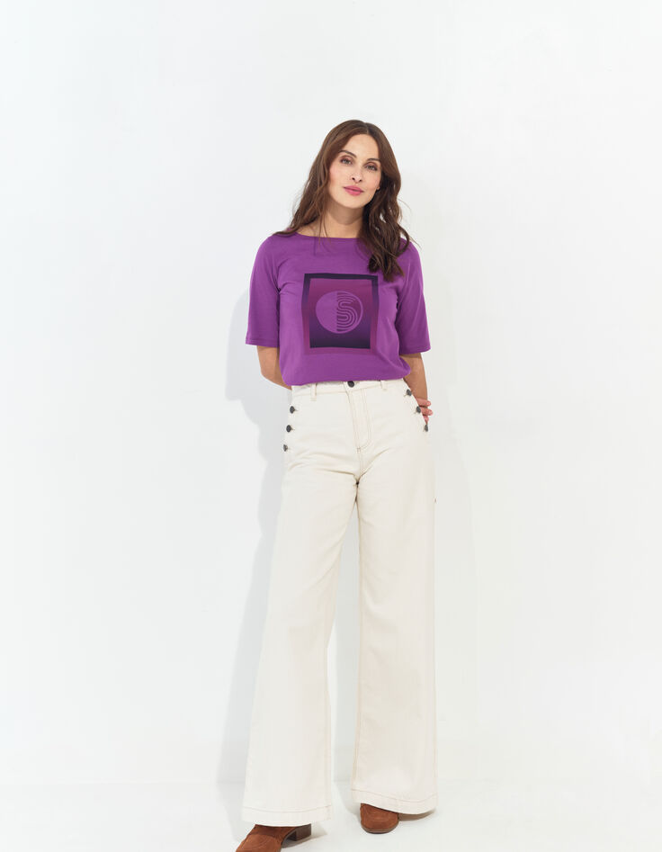 MATHEO - T-shirt violet coton bio monogramme -4