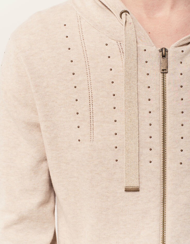 TARA - Cardigan ficelle tricot à capuche et clous-4