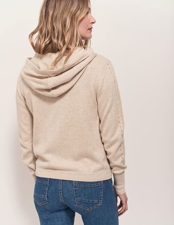 TARA - Cardigan ficelle tricot à capuche et clous-3