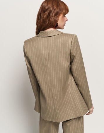 VITO - Veste de costume beige rayures tennis lurex-5