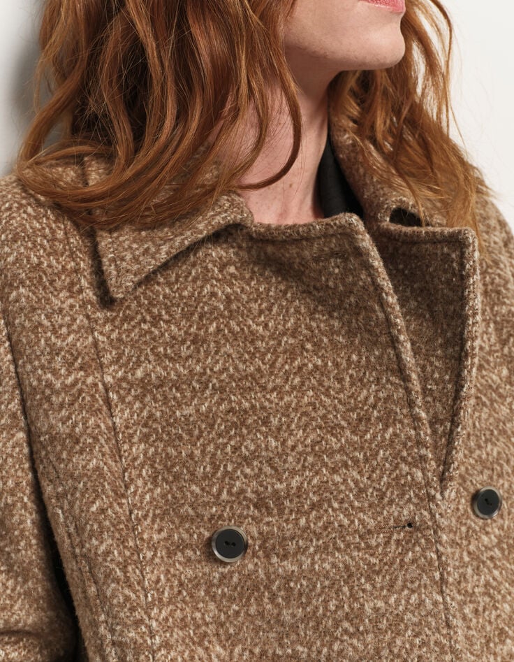 DREDA - Manteau beige drap de laine fantaisie-4 DREDA - Manteau beige drap de laine fantaisie-4