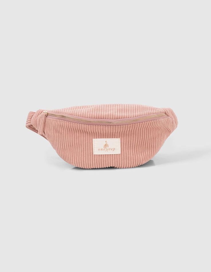 Sac banane velours rose-1