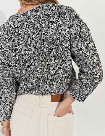 CERES - Blouse noire Lenzing&trade; Ecovero&trade; n&eacute;o cachemire -3