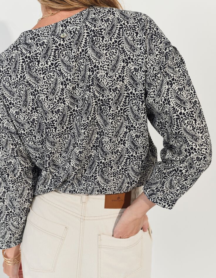 CERES - Blouse noire Lenzing&trade; Ecovero&trade; n&eacute;o cachemire -3