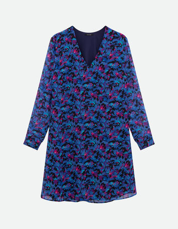 RYANNA - Robe bleue polyester recycl&eacute; floral aquatique -6