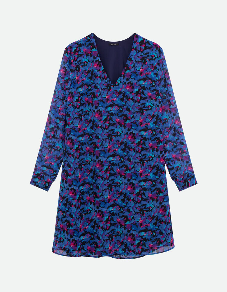 RYANNA - Robe bleue polyester recycl&eacute; floral aquatique -6