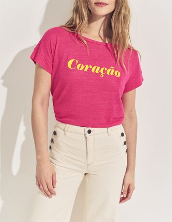 MANIA- T-shirt rose &agrave; message-1