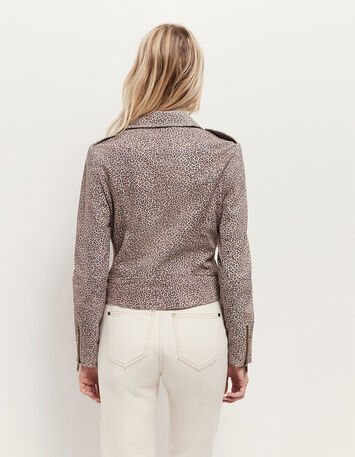 DEAN - Blouson sand esprit motard à motif léopard-3