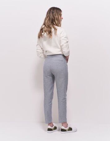POSY - Pantalon carotte bleu motif rayures fantaisie-3