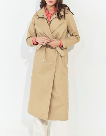 DAYLA - Trench beige coton bio capuche amovible -1